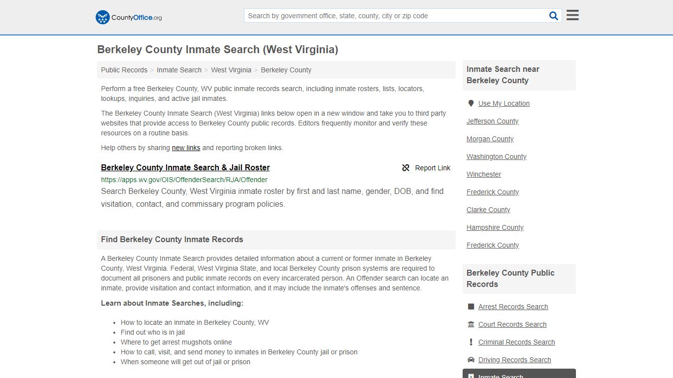 Inmate Search - Berkeley County, WV (Inmate Rosters ...